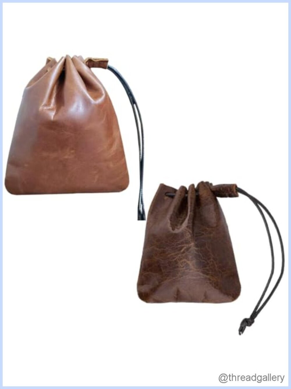 Cowhide Leather Drawstring Pouch Jewelry Dust Bag Coin Purse Set